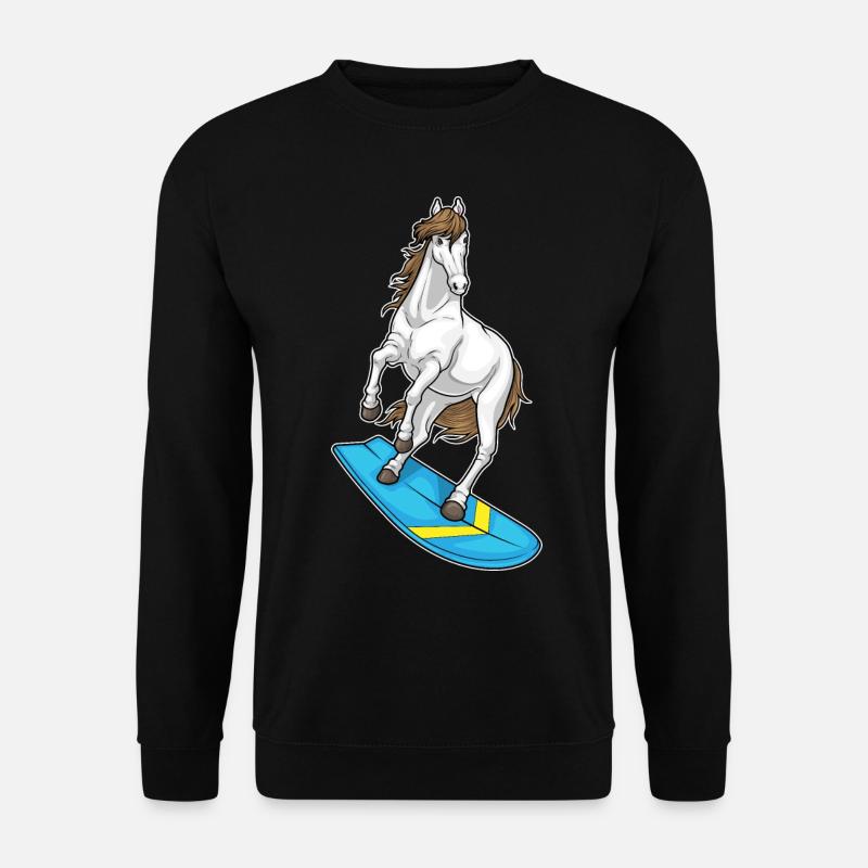 Pferd Surfer Surfbrett - Unisex Pullover - Schwarz