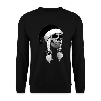 Skull Woman Christmas Beanie Braids - Unisex Sweatshirt - black - Front - Alina (178cm) & Michal (187cm)