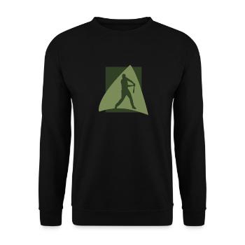 Baserunning Baseballspieler - Unisex Pullover - Schwarz - Vorne - Alina (178cm) & Michal (187cm)