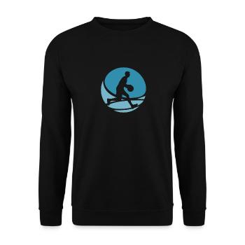 Basketball Player Hooping Dribbling - Unisex Sweatshirt - black - Front - Alina (178cm) & Michal (187cm)