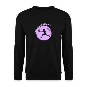 Tennisspieler Tennis Aufschlag - Unisex Pullover - Schwarz - Vorne - Alina (178cm) & Michal (187cm)