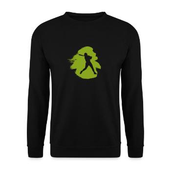 Pitcher Softballschläger Softballspieler - Unisex Pullover - Schwarz - Vorne - Alina (178cm) & Michal (187cm)