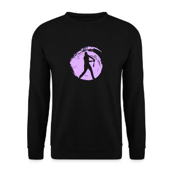 Baseball Baseballspieler Baserunner - Unisex Pullover - Schwarz - Vorne - Alina (178cm) & Michal (187cm)
