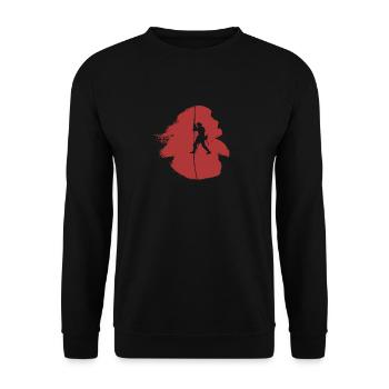 Bergsteigen Alpinist Klettern - Unisex Pullover - Schwarz - Vorne - Alina (178cm) & Michal (187cm)