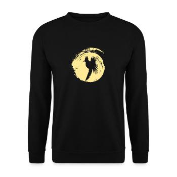 Funny Cockatiel Flying - Unisex Sweatshirt - black - Front - Alina (178cm) & Michal (187cm)