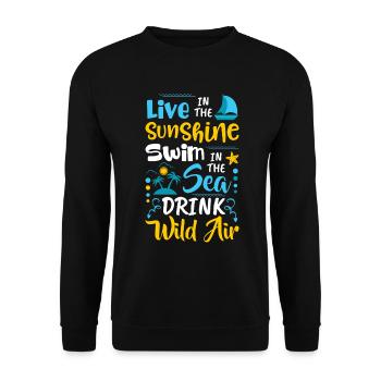 Vivre au soleil Nager dans la mer Air sauvage - Sweat-shirt Unisexe - noir - Devant - Alina (178cm) & Michal (187cm)