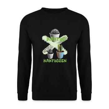 I love clothes / Kaktus - Unisex Pullover - Schwarz - Vorne - Alina (178cm) & Michal (187cm)