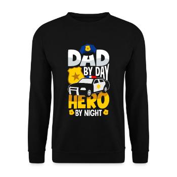 Dad by Day Hero by Night Father's Day Design for - Unisex Pullover - Schwarz - Vorne - Alina (178cm) & Michal (187cm)