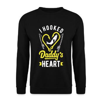 I Hooked Daddy's Heart Fishing Father's Day - Unisex Pullover - Schwarz - Vorne - Alina (178cm) & Michal (187cm)