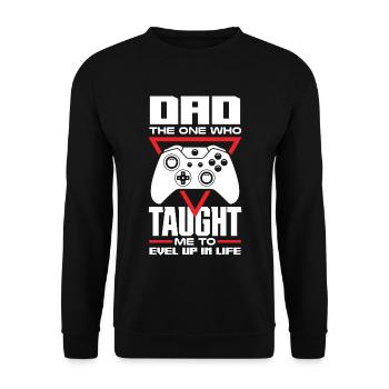 Dad The One Who Taught Me To Level My Life - Unisex Pullover - Schwarz - Vorne - Alina (178cm) & Michal (187cm)