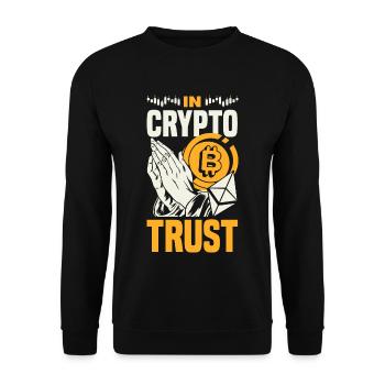 In Crypto We Trust Cryptocurrency Trading Coin - Unisex Pullover - Schwarz - Vorne - Alina (178cm) & Michal (187cm)