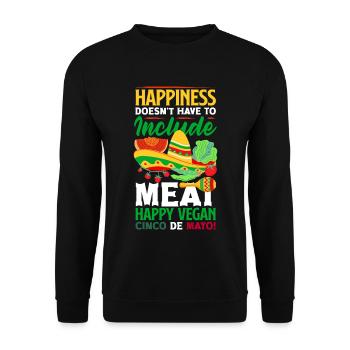 Happiness doesn't have to include meat Vegan - Unisex Pullover - Schwarz - Vorne - Alina (178cm) & Michal (187cm)
