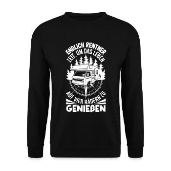 Endlich Rentner Zeit das Leben auf vier Rädern zu - Unisex Pullover - Schwarz - Vorne - Alina (178cm) & Michal (187cm)