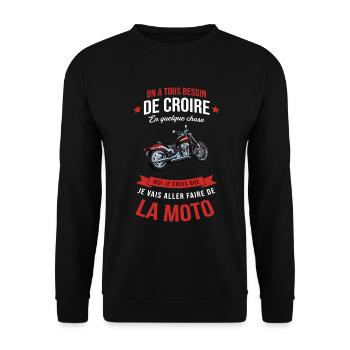 Je vais faire de la moto cadeau motard humour moto - Sweat-shirt Unisexe - noir - Devant - Alina (178cm) & Michal (187cm)