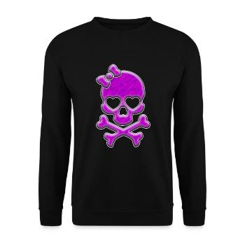 Crâne de dame rose | Crâne crâne - Sweat-shirt Unisexe - noir - Devant - Alina (178cm) & Michal (187cm)