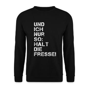 Fresse halten - Unisex Pullover - Schwarz - Vorne - Alina (178cm) & Michal (187cm)
