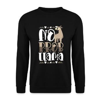 Lama Lamas Wolle - Unisex Pullover - Schwarz - Vorne - Alina (178cm) & Michal (187cm)