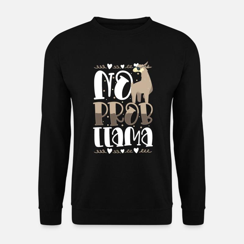 Lama Lamas Wolle - Unisex Pullover - Schwarz