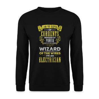 Elektroniker Watt Hochspannung - Unisex Pullover - Schwarz - Vorne - Alina (178cm) & Michal (187cm)