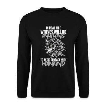 Wolf Dog Nordic Wolfpack - Unisex Sweatshirt - black - Front - Alina (178cm) & Michal (187cm)