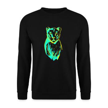 Tiger Löwe Katze Katzen Wildtiere Leopard - Unisex Pullover - Schwarz - Vorne - Alina (178cm) & Michal (187cm)