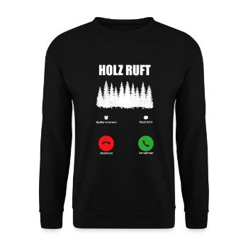 HOLZ SÄGE KETTENSÄGE GESCHENK WALD FÖRSTER BERUF - Unisex Pullover - Schwarz - Vorne - Alina (178cm) & Michal (187cm)