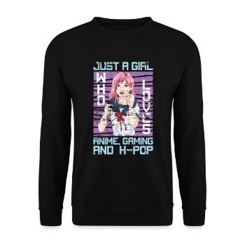Gamer Mädchen Geschenk Gaming K Pop Anime - Unisex Pullover - Schwarz - Vorne - Alina (178cm) & Michal (187cm)