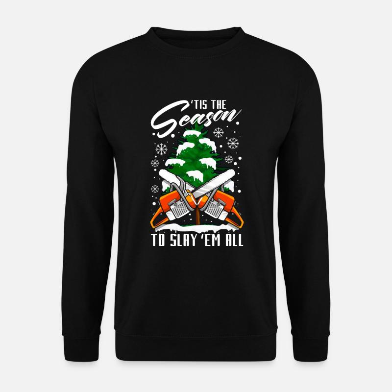 Holzfäller Lustige Kettensäge Holz hacken Weihnach - Unisex Pullover - Schwarz
