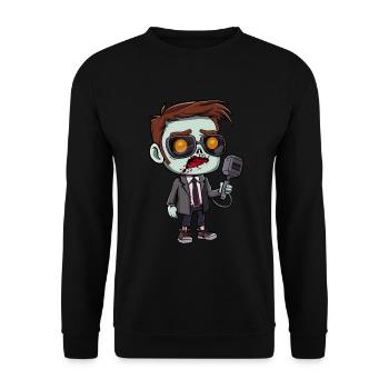 News reporter Halloween - Unisex Sweatshirt - black - Front - Alina (178cm) & Michal (187cm)