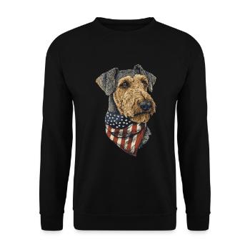 Airedale Terrier - Unisex Pullover - Schwarz - Vorne - Alina (178cm) & Michal (187cm)