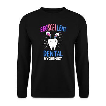 Eggscellent Dental Hygienist Easter Sunday Dentist - Unisex Sweatshirt - black - Front - Alina (178cm) & Michal (187cm)