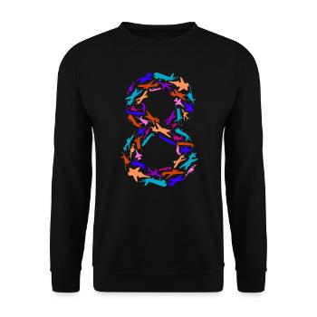 Birthday Boy 8 Years Airplane Airplanes - Unisex Sweatshirt - black - Front - Alina (178cm) & Michal (187cm)