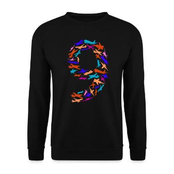 Birthday Boy 9 Years Airplane Airplanes - Unisex Sweatshirt - black - Front - Alina (178cm) & Michal (187cm)