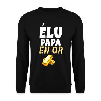 Mon Papa Vaut De L'Or Elu Papa En Or - Sweat-shirt Unisexe - noir - Devant - Alina (178cm) & Michal (187cm)
