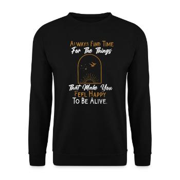 Mindset Freundliche Beratung Zeit finden Glück Inspir - Unisex Pullover - Schwarz - Vorne - Alina (178cm) & Michal (187cm)