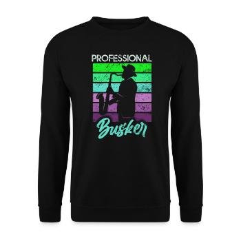 Straßenmusiker Professioneller Straßenmusiker Saxophon Saxophon - Unisex Pullover - Schwarz - Vorne - Alina (178cm) & Michal (187cm)
