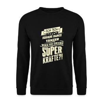 Superkräfte - Square Dance tanzen - RAHMENLOS - Unisex Pullover - Schwarz - Vorne - Alina (178cm) & Michal (187cm)