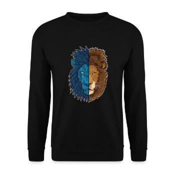 Lion Geometry | King of Jungle | Africa Sahara - Unisex Sweatshirt - black - Front - Alina (178cm) & Michal (187cm)