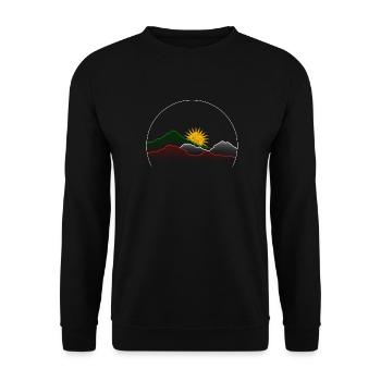 Gebirge Sonnenaufgang - Unisex Pullover - Schwarz - Vorne - Alina (178cm) & Michal (187cm)