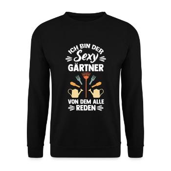 Sexy Gärtner Farmer Gemüse Garten Liebe Spruch Nat - Unisex Pullover - Schwarz - Vorne - Alina (178cm) & Michal (187cm)