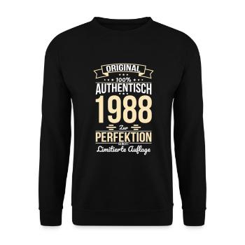 35. Geburtstag - Original 1988 100% Authentisch - Unisex Pullover - Schwarz - Vorne - Alina (178cm) & Michal (187cm)