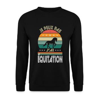 Ich kann nicht reiten - Reiter Geschenkidee - Unisex Pullover - Schwarz - Vorne - Alina (178cm) & Michal (187cm)