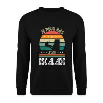Je peux pas j'ai Escalade - Idée Cadeau Grimpeur - Sweat-shirt Unisexe - noir - Devant - Alina (178cm) & Michal (187cm)