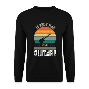 I Can't I Have Guitar - Gitarrist Geschenkidee - Unisex Pullover - Schwarz - Vorne - Alina (178cm) & Michal (187cm)