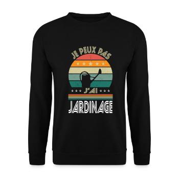 Je peux pas j'ai Jardinage - Idée Cadeau Jardinier - Sweat-shirt Unisexe - noir - Devant - Alina (178cm) & Michal (187cm)