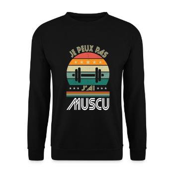 Ich kann ich nicht Bodybuilding haben - Bodybuilding Geschenkidee - Unisex Pullover - Schwarz - Vorne - Alina (178cm) & Michal (187cm)