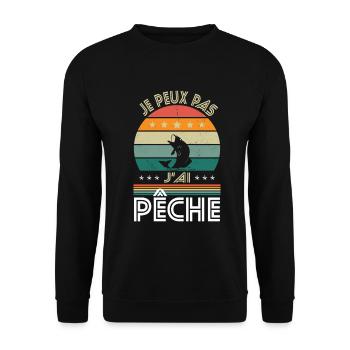 Ich kann nicht angeln - Fischer Geschenkidee - Unisex Pullover - Schwarz - Vorne - Alina (178cm) & Michal (187cm)