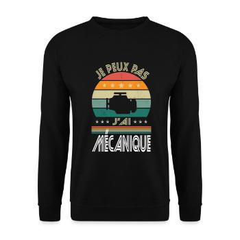 Je peux pas j'ai Mécanique - Idée Cadeau Mécano - Sweat-shirt Unisexe - noir - Devant - Alina (178cm) & Michal (187cm)