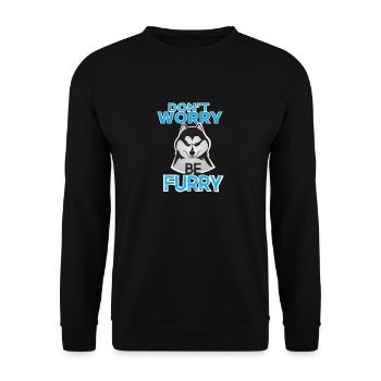 Dont worry be Furry Husky Hund Wolf Rudel - Unisex Pullover - Schwarz - Vorne - Alina (178cm) & Michal (187cm)