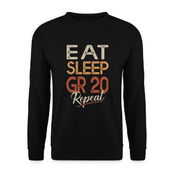 Essen Schlaf GR 20 Korsisches Wandergeschenk - Unisex Pullover - Schwarz - Vorne - Alina (178cm) & Michal (187cm)